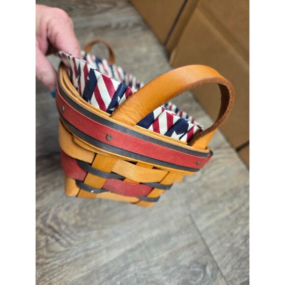 Longaberger 1994 American Blue Red Long Narrow Basket Liner Protector 12" - Picture 3 of 6